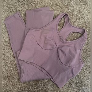 Two Piece Ribbed Workout Set with bonus ribbed tank tops